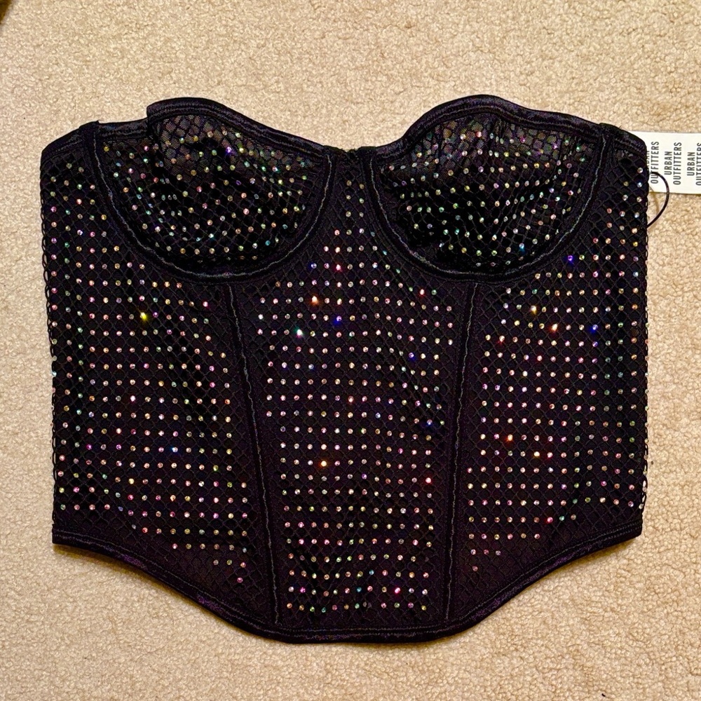 Urban Outfitters Black Glitz Crop Top